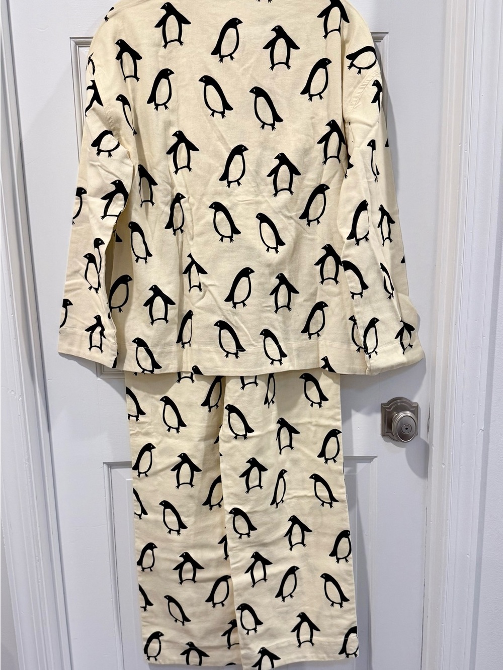 Hanna Andersson Flannel Cream Penguin Pajama Set Size Small - New - Picture 3 of 8